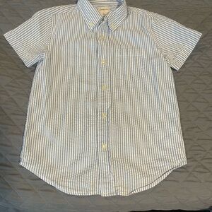 Crewcuts Striped seersucker Button-Down Shirt in White and Blue